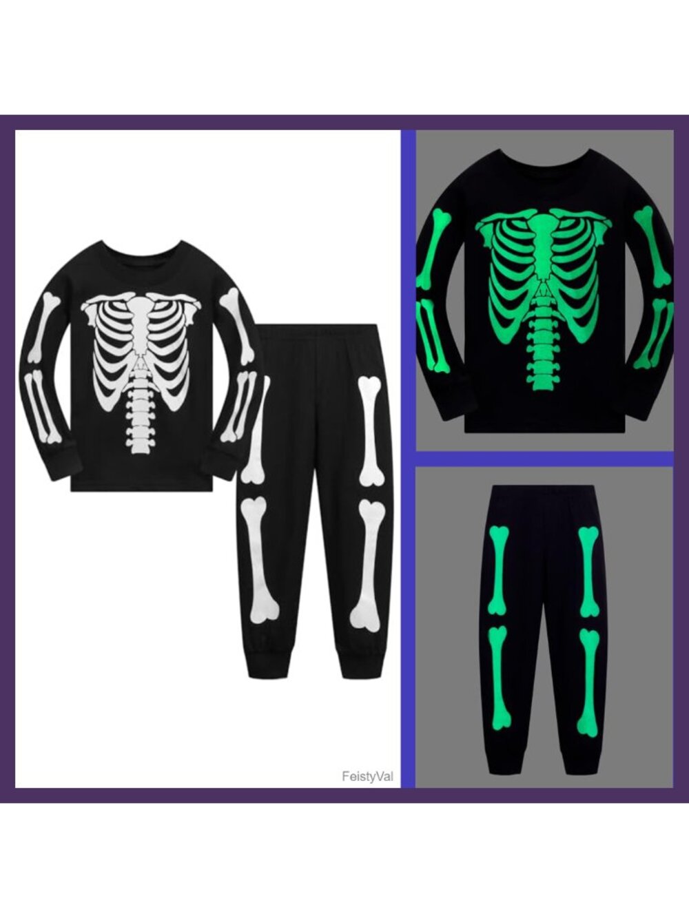 Boys 100% Cotton Skull Pajama Set 2-Piece Long Sleeve Crew Neck